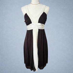 Y2K B.Moss Brown and White Empire Waist Mini Dress